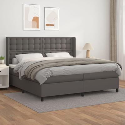 Boxspring met matras kunstleer grijs 200x200 cm