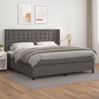Boxspring met matras kunstleer grijs 200x200 cm - thumbnail