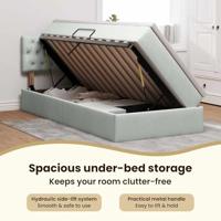 Opbergbed met LED met matras Lichtgrijs 90 x 190 cm Fluweel - thumbnail