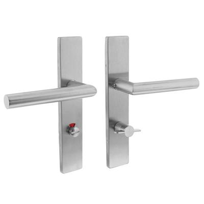 Deurkruk Jura op schild verdekt rechthoekig 219x40mm met nokken wc 55/8mm rvs EN1906/4