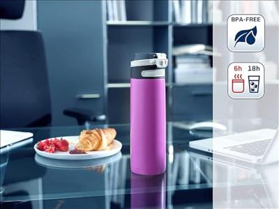 Leifheit thermosfles flip 600 ml paars