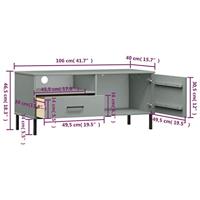 Tv-meubel met metalen poten OSLO massief grenenhout grijs - thumbnail
