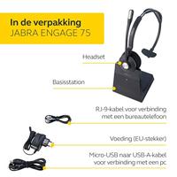 Jabra verloving 75 Mono draadloze professionele headset met DECT/Bluetooth voor 5 eindapparaten (softphone/vaste net- + analoge telefoon/tablet), incl. laadschaal - thumbnail