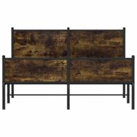 Bedframe hoofd- en voeteneinde metaal gerookt eiken 140x200 cm - thumbnail