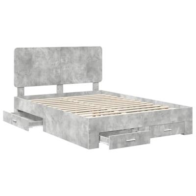 Bedframe met hoofdeinde Beton Grijs 140 x 190 cm Bewerkt hout