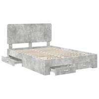 Bedframe met hoofdeinde Beton Grijs 160 x 200 cm Bewerkt hout - thumbnail