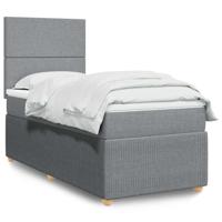 Boxspring met matras stof lichtgrijs 90x190 cm - thumbnail