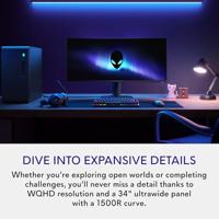 Alienware 34 curved gaming monitor, AW3425DWM, WQHD-display, 86,4 cm (34 inch), 180 Hz, 1 ms, 1500R, AMD FreeSync Premium, VESA AdaptiveSync - thumbnail