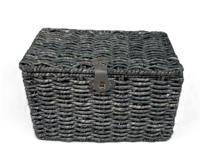 Bakkersmand blauwgrijs medium 40x26x25 met deksel - thumbnail