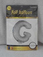 Folieballon zilver letter &apos;G&apos; met rietje - thumbnail