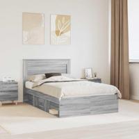 Bedframe met lade Grijs Sonoma 135 x 190 cm Massief grenenhout - thumbnail
