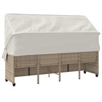 Ligbed met luifel en kussen poly rattanbeige - thumbnail