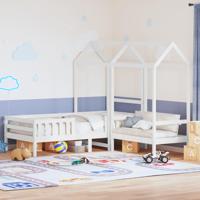 Kinderbed met huisje en bankje massief grenenhout wit 80x200 cm - thumbnail