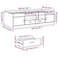 Slaapbank met lades zonder matras 90x190 cm zwart - thumbnail