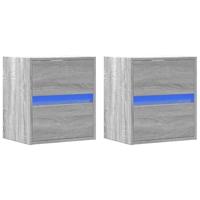 Tv-wandmeubels met LED 2 st 41x31x45 cm grijs sonoma eikenkleur - thumbnail