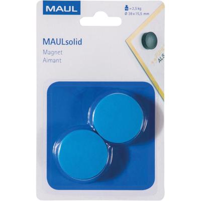 MAUL magneet Solid, 38 mm, trekkracht 2,5 kg, blister van 2 stuks, blauw MAUL magneet Solid, 38 mm, trekkracht 2,5 kg, blister van 2 stuks, blauw