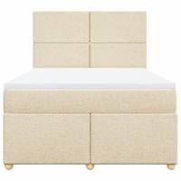 Boxspring met matras stof crèmekleurig 160x200 cm - thumbnail