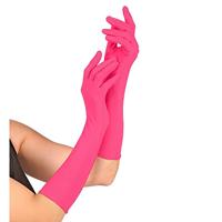 Handschoenen lang neon roze - thumbnail