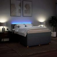 Boxspring met matras stof lichtgrijs 140x190 cm - thumbnail