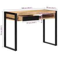Bureau 100x50x75 cm massief ruw mangohout - thumbnail