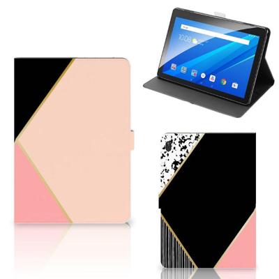 Lenovo Tab E10 Tablet Beschermhoes Zwart Roze Vormen Lenovo Tab E10 Tablet Beschermhoes Zwart Roze Vormen