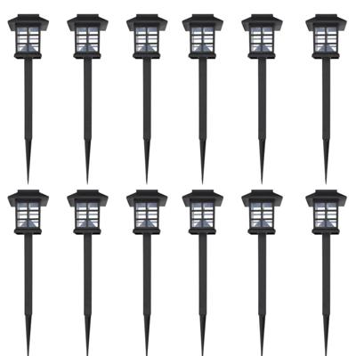 12-delige LED-tuinverlichtingsset solar met pin 8,6x8,6x38 cm
