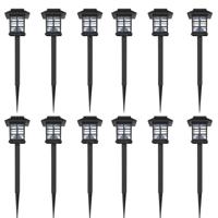 12-delige LED-tuinverlichtingsset solar met pin 8,6x8,6x38 cm - thumbnail