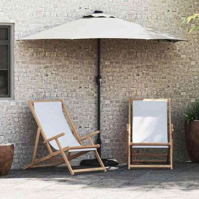 Tuinparasol met LED -striplichten Zand 294 x 150 x 223 cm Stof