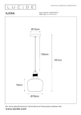 Lucide ILONA - Hanglamp - Ø 18 cm - 1xE27 - Amber Lucide ILONA - Hanglamp - Ø 18 cm - 1xE27 - Amber