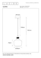 Lucide ILONA - Hanglamp - Ø 18 cm - 1xE27 - Amber - thumbnail