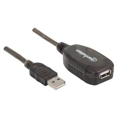 Manhattan USB-kabel USB 2.0 USB-A stekker, USB-A bus 20.00 m Zwart 150958 Manhattan USB-kabel USB 2.0 USB-A stekker, USB-A bus 20.00 m Zwart 150958