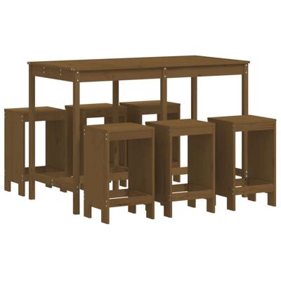 7-delige Tuinbarset massief grenenhout honingbruin - thumbnail