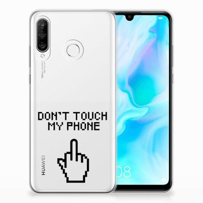 Huawei P30 Lite Silicone-hoesje Finger Don't Touch My Phone Huawei P30 Lite Silicone-hoesje Finger Don't Touch My Phone