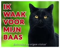 Katten Waakbord - Ik waak voor mijn baas Zwart - thumbnail