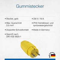 AS Schwabe 62403 Stekker met randaarde Rubber 230 V Geel IP44 - thumbnail
