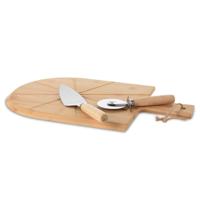 Excellent Houseware 3-delige pizzasnijset 43x30 cm bamboe - thumbnail