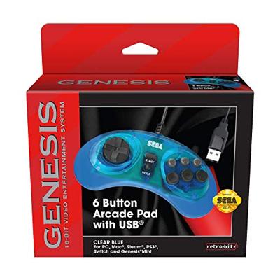 Retro-Bit - SEGA Genesis 6-Button Arcade Pad with USB (Clear Blue) Retro-Bit - SEGA Genesis 6-Button Arcade Pad with USB (Clear Blue)
