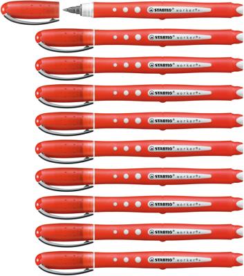 Rollerpen stabilo worker color 2019/40 m rood | 10 stuks