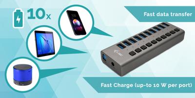 i-tec USB 3.0 Charging HUB 10 port + Power Adapter usb-hub i-tec USB 3.0 Charging HUB 10 port + Power Adapter usb-hub