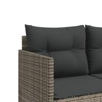 5-delige Loungeset met kussens poly rattan grijs - thumbnail