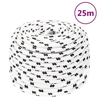 VidaXL Boottouw gevlochten 10 mmx25 m polyester wit VidaXL Boottouw gevlochten 10 mmx25 m polyester wit