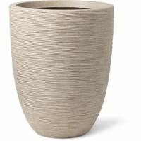 Capi waste elegant laag rib nl kunststof bloempot 46x58 cm terrazzo beige - thumbnail