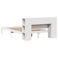 Bed met boekenkast zonder matras grenenhout wit 150x200 cm - thumbnail