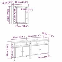 Badkamerkast set met plank 3 pcs Sonoma eiken 80 x 30 x 60 cm - thumbnail
