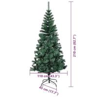VidaXL Kunstmatig voorverlicht kerstboom groen 210 cm pvc en metaal - thumbnail