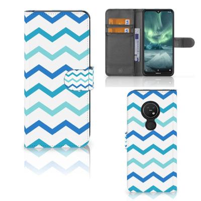 Nokia 7.2 | Nokia 6.2 | Telefoon Hoesje | Zigzag Blauw | Portemonnee hoesje