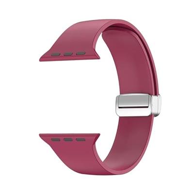 Siliconen bandje - Folding Buckle - Wijnrood - Geschikt voor Apple Watch 38mm / 40mm / 41mm / 42mm