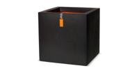 Capi Urban Smooth NL 30x30x30cm vierkante plantenbak zwart - thumbnail