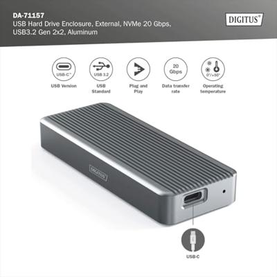 Digitus DA-71157 behuizing voor opslagstations SDD-behuizing Zwart M.2 - thumbnail