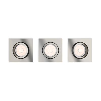 Philips Set vierkante inbouwspotsDonegal (3x) GU10 mat chroom - 5040317PN